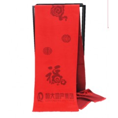 艾丝雅兰中国红蚕丝绒定织围巾 A-DZ302